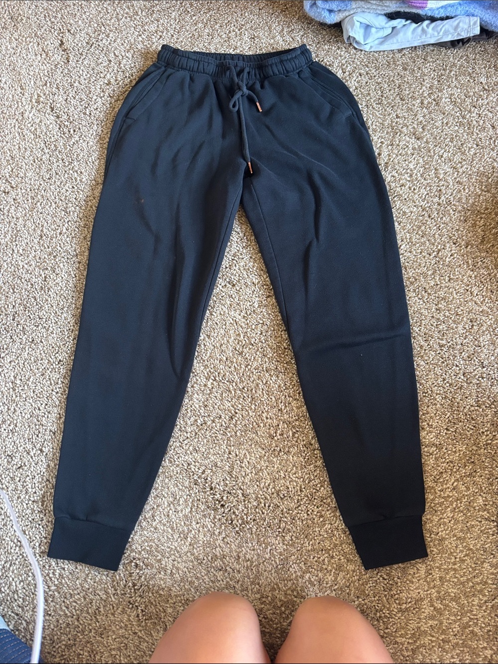 Women's Black Jogger Sweatpants - Comfortable Drawstring Waist